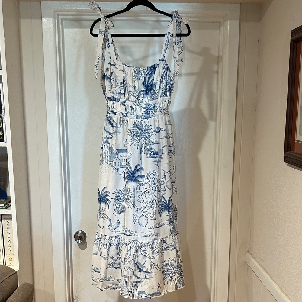 Blue and White Printed Women's Dress